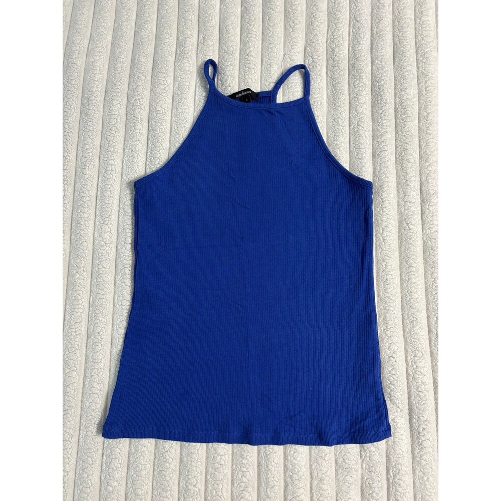 Ambiance high neck stretch tank top women’s large royal blue layering fall prep